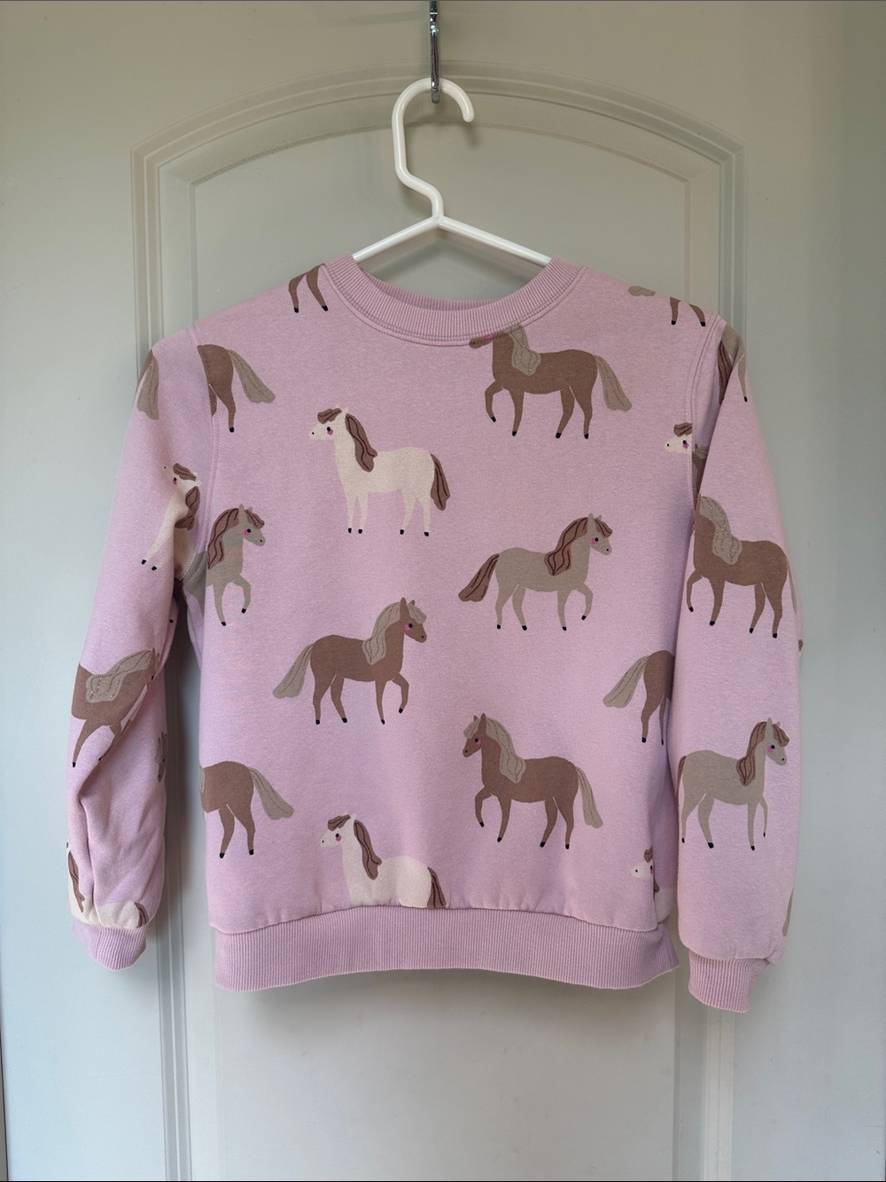H&M Pink Horse Print Sweatshirt -- Girls 8/10